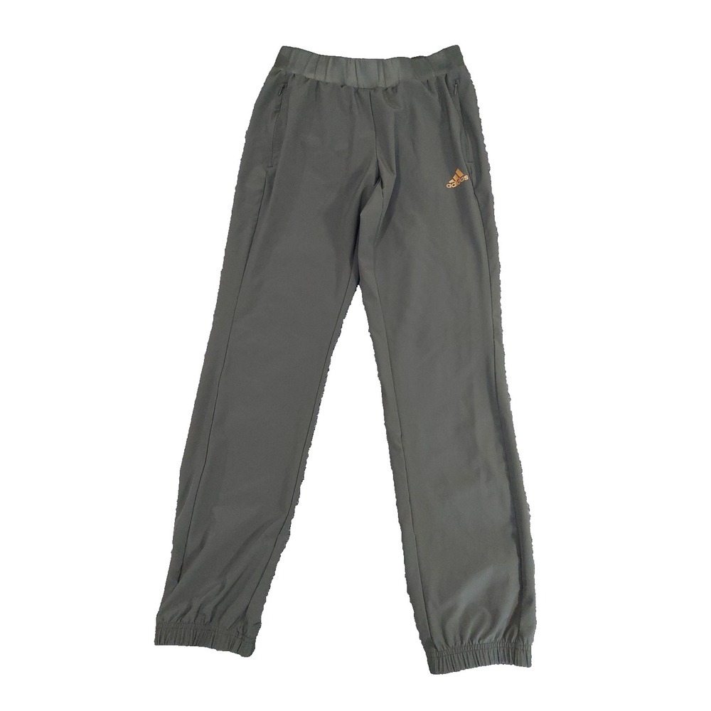 Adidas Track Pants Jogger Womens Small Green olive Gold Logo‎ Athleisure Pockets